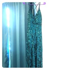 Turquoise/teal/green sequin sparkly ball gown
